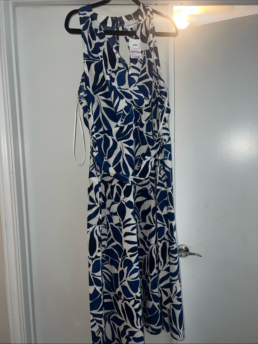 Blue and White Leaf Print Maxi Dress - Brand: Alfani